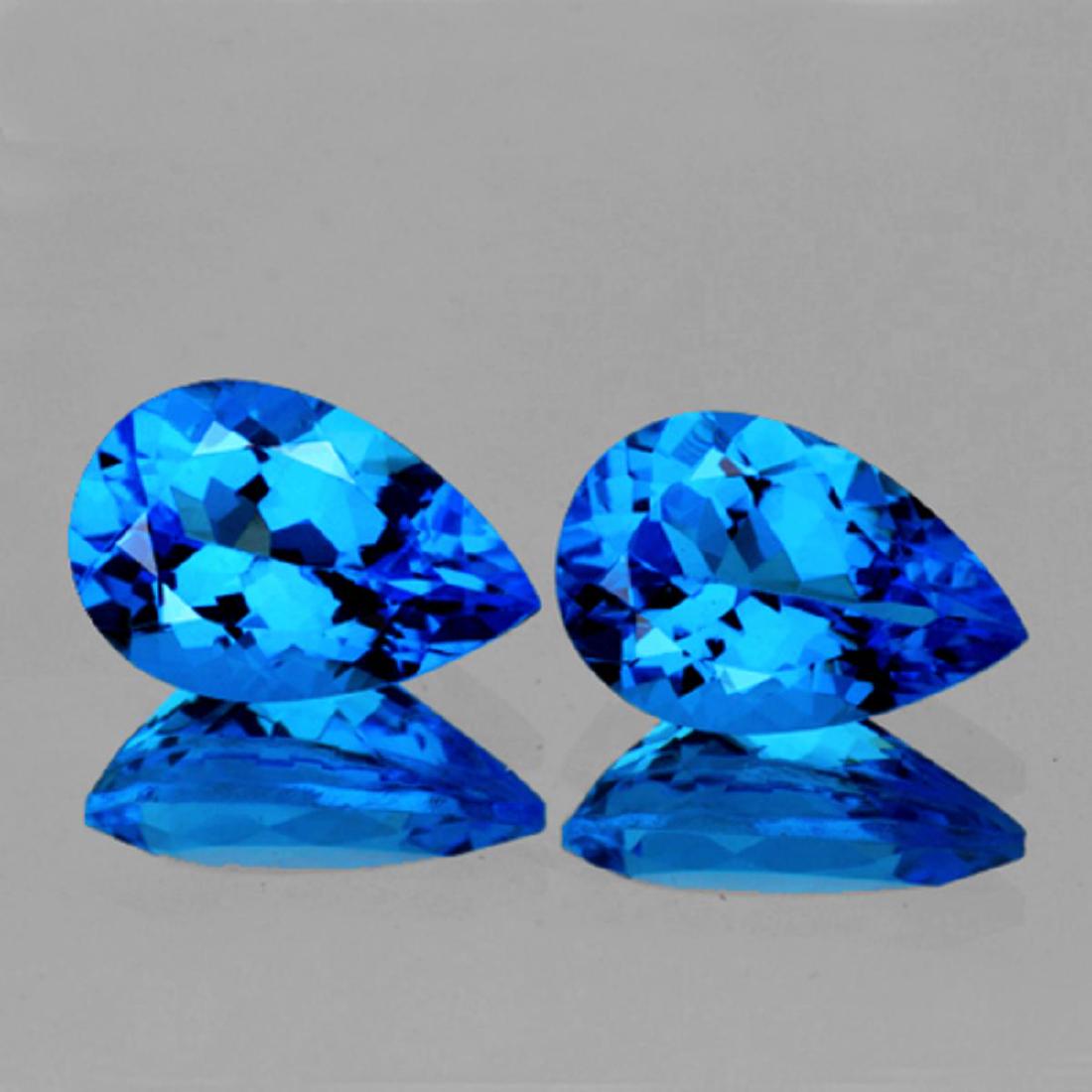Natural Premium AAA Swiss Blue Topaz Pair 9x6 MM  FL (1 of 1)