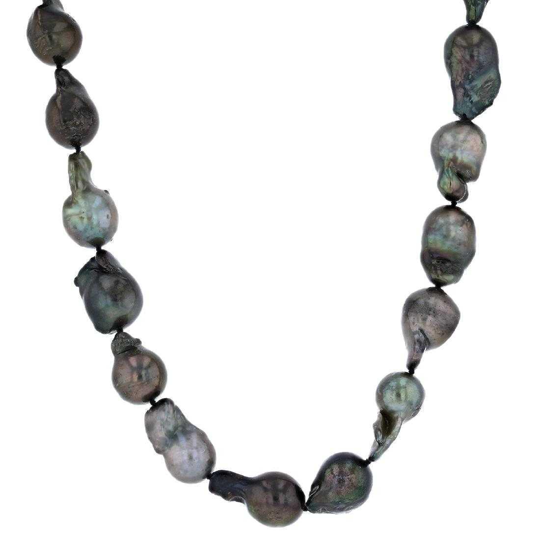 DOUBLE CERTIFIED TAHITIAN BLACK PEARL NECKLACE.: NATURAL DOUBLE CERTIFIED TAHITIAN BLACK PEARL NECKLACE. One Silver Tahitian Pearl Necklace One electronically tested 925 silver ladies cast & assembled Tahitian cultured pearl necklace. 20 inches Iden