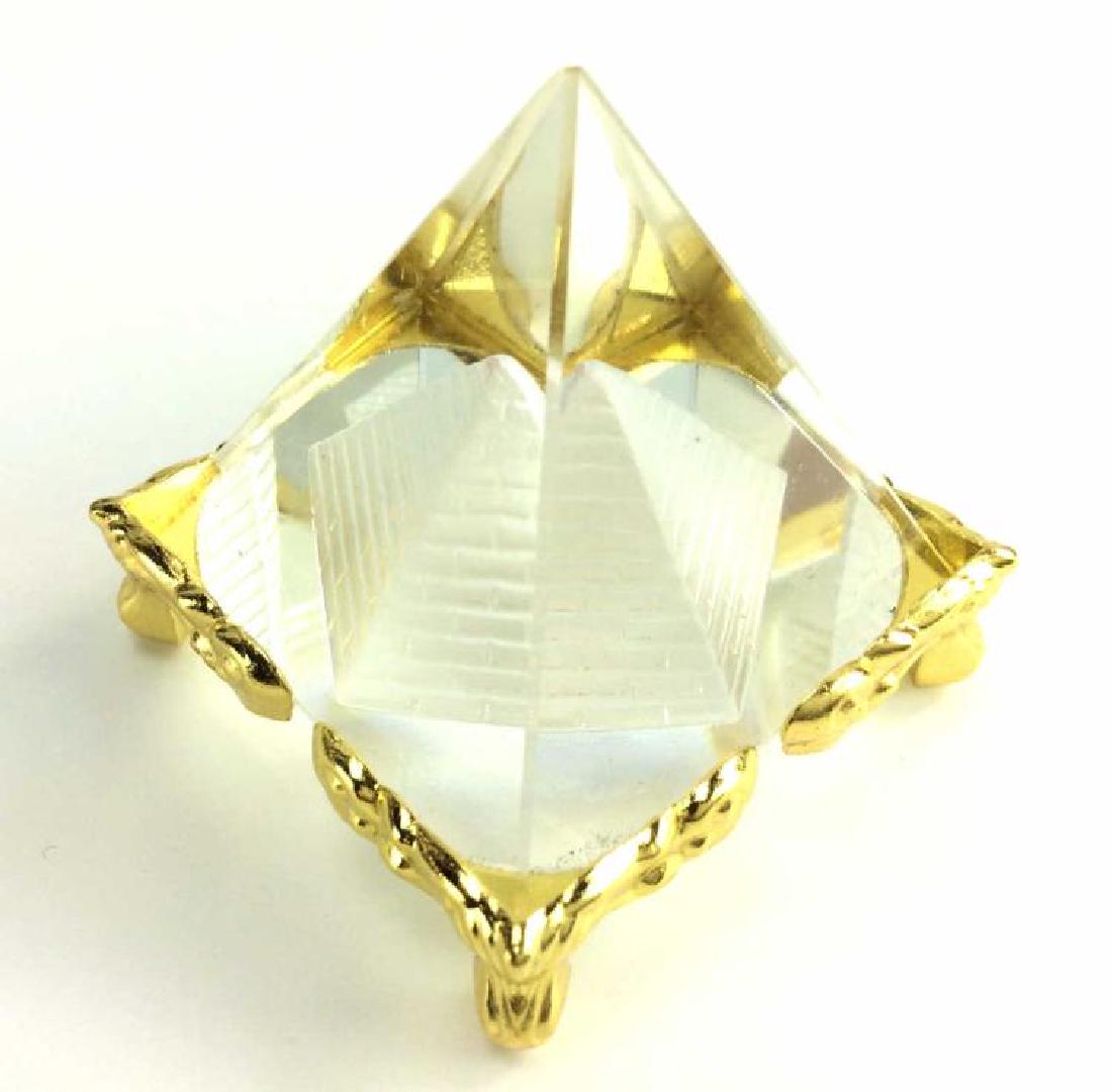 Quartz Crystal Double Pyramid On Gold Plated Stand (1 of 3)