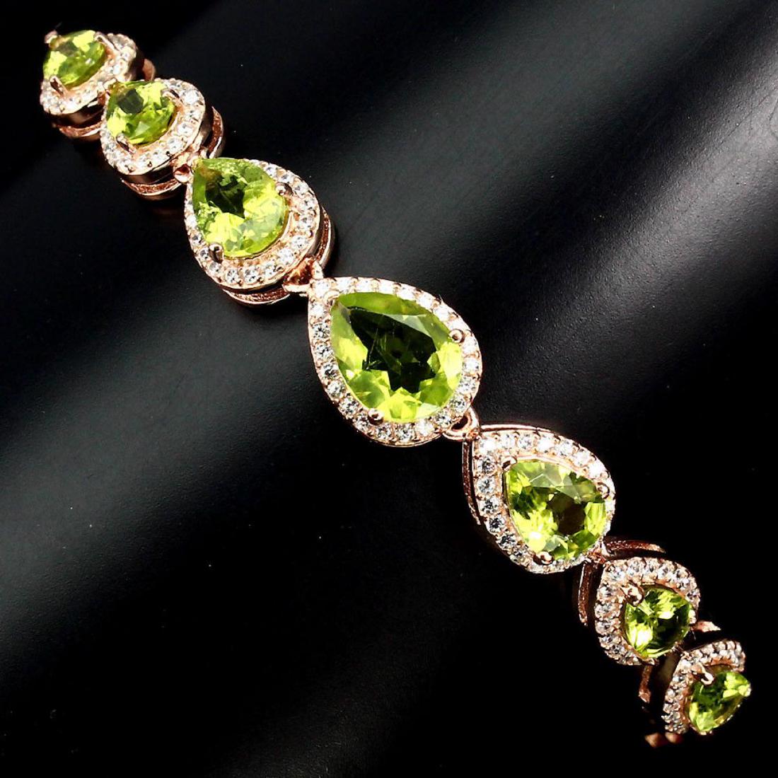 Natural 8x6mm Rich Green 49.73 Ct Peridot Bracelet (1 of 3)