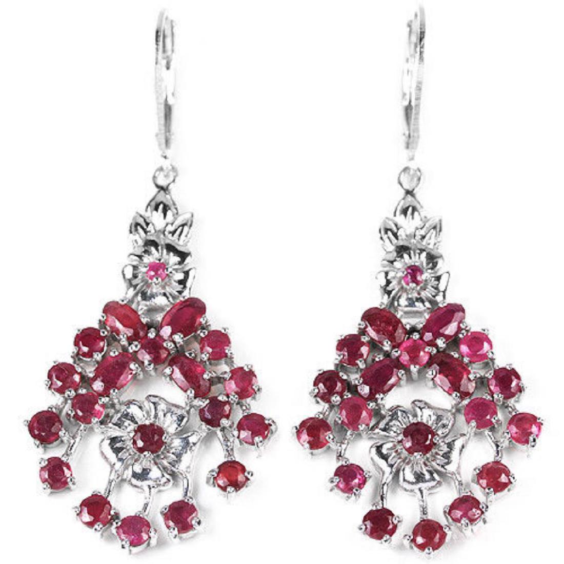 Natural PINK/RED RUBY Flower Earrings (1 of 1)
