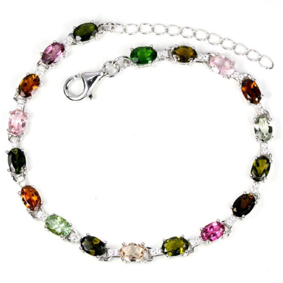 Natural Fancy Tourmaline & Chrome Dioposide Bracelet (1 of 3)