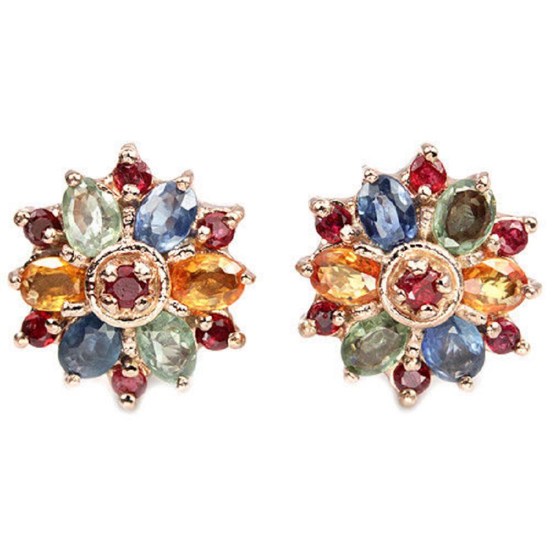 Natural MULTI COLOR SAPPHIRE & RED RUBY Earrings (1 of 2)