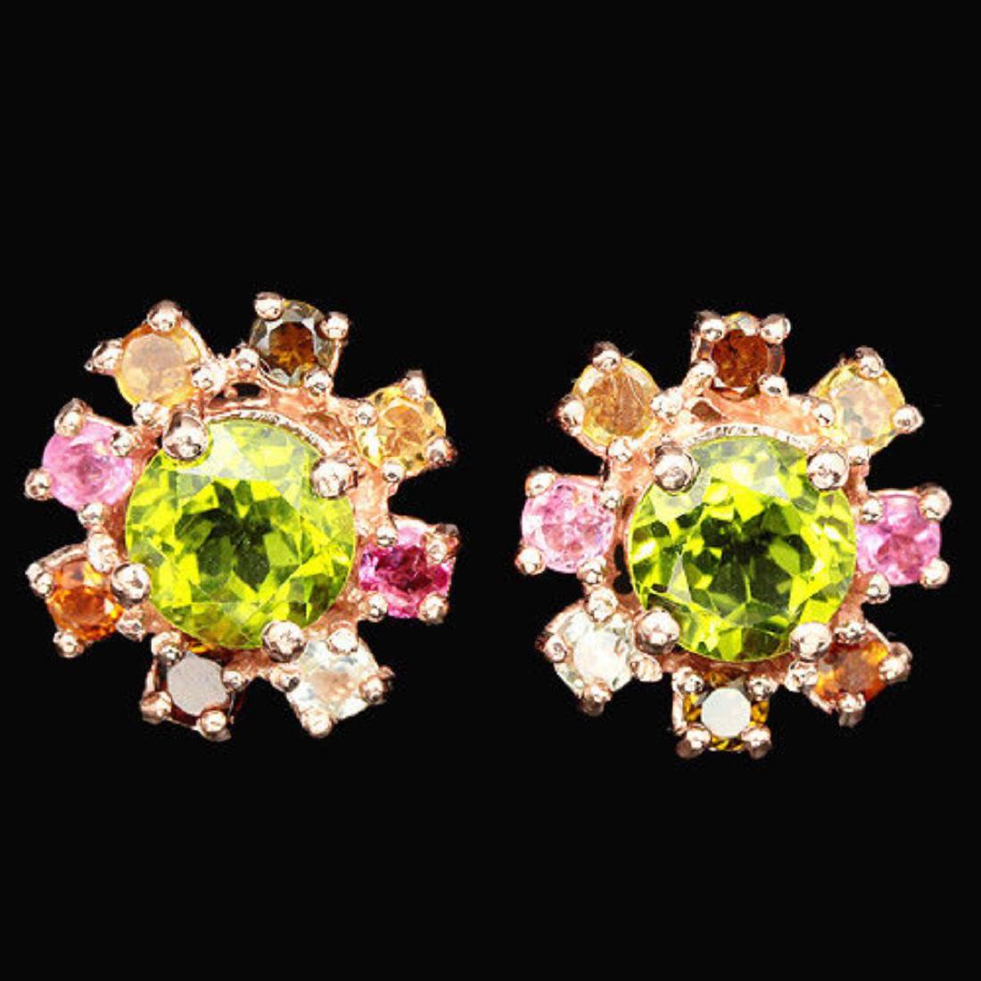 NATURAL PERIDOT & MULTI COLOR TOURMALINE Earrings (1 of 1)