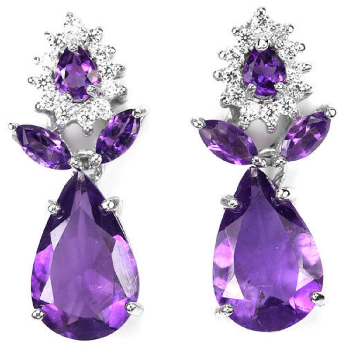 NATURAL AAA PURPLE AMETHYST 23x10 Mm Earrings (1 of 1)