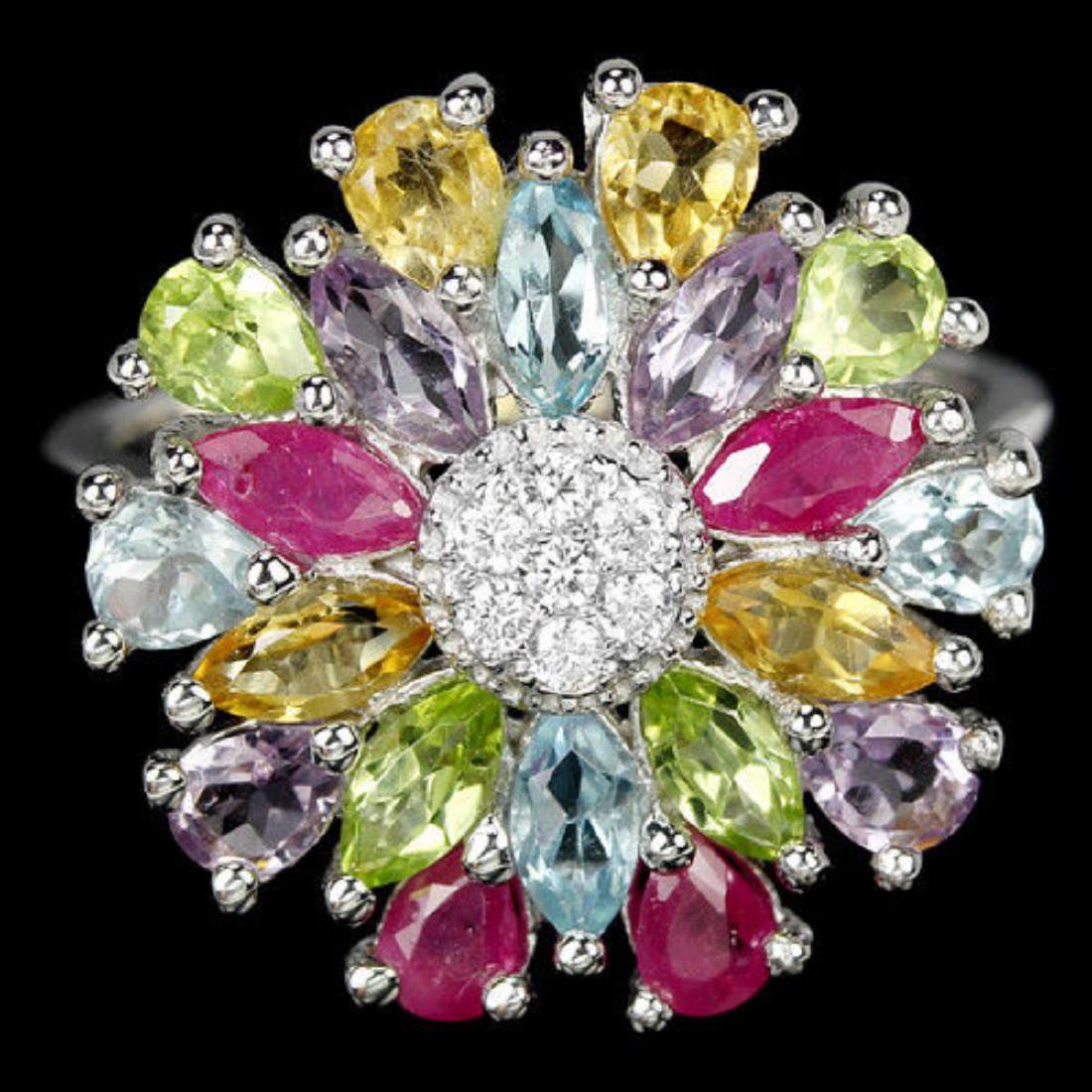 Natural TOPAZ RUBY AMETHYST CITRINE PERIDOT Ring (1 of 3)