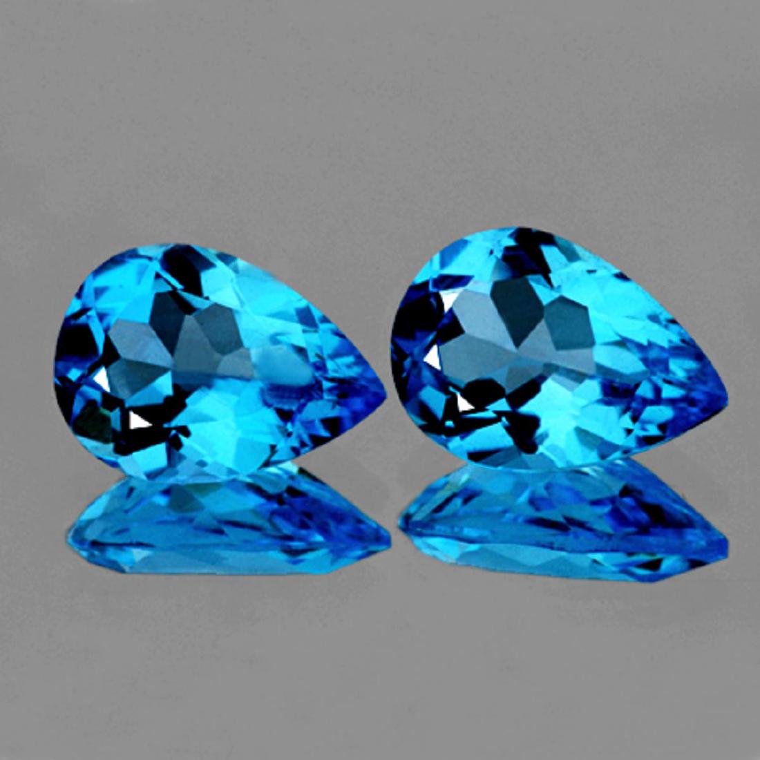 Natural Intense AAA Swiss Blue Topaz Pair 10x7 MM - FL (1 of 1)