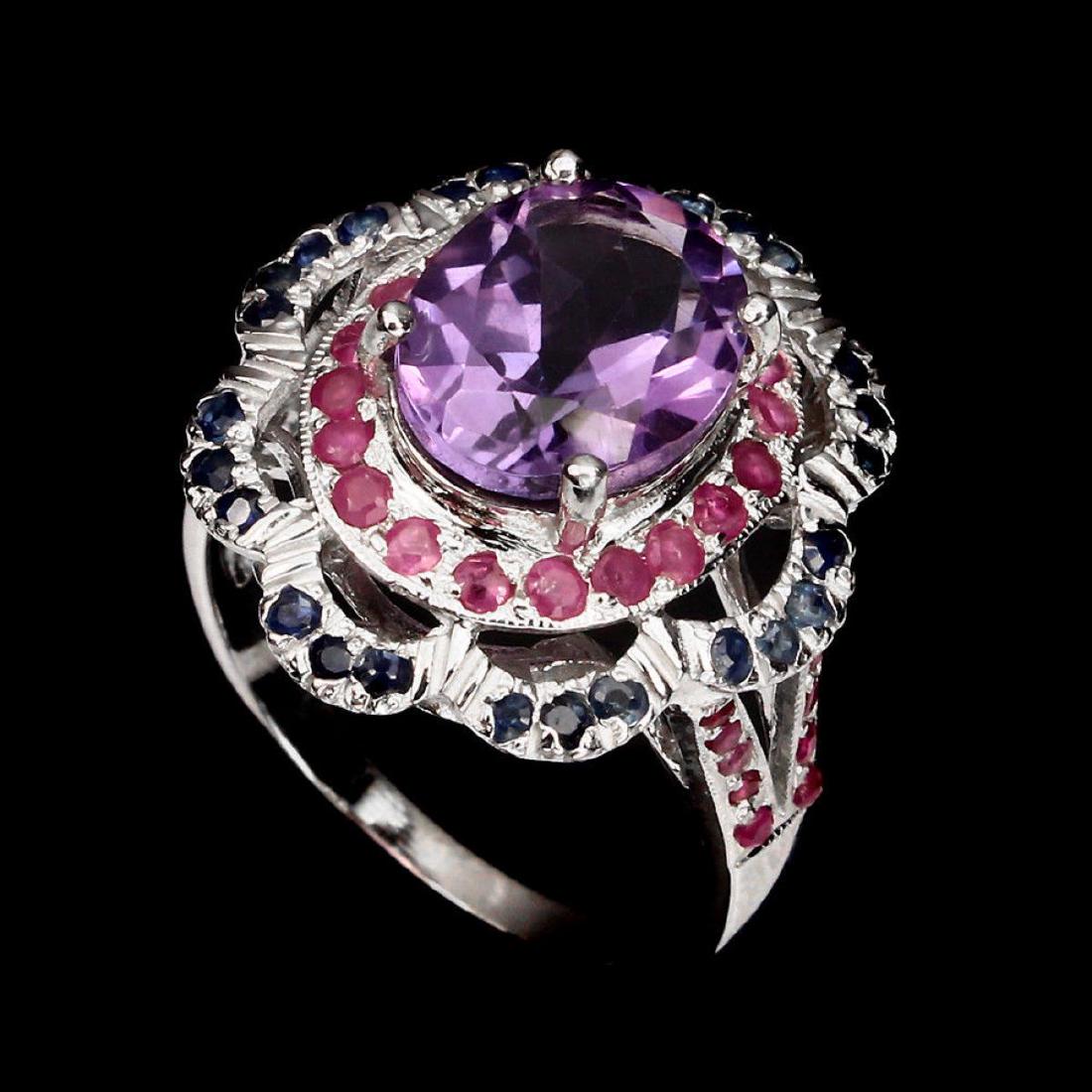 Natural 11x9 Mm Purple Amethyst Ruby Sapphire Ring (1 of 3)