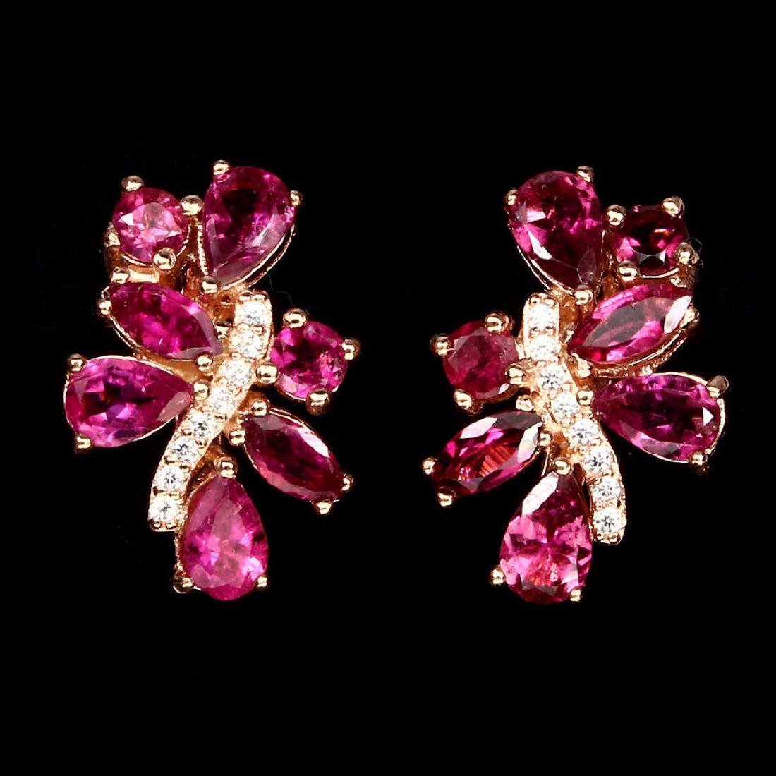 Stunning Top Rich Pink Tourmaline Earrings (1 of 2)