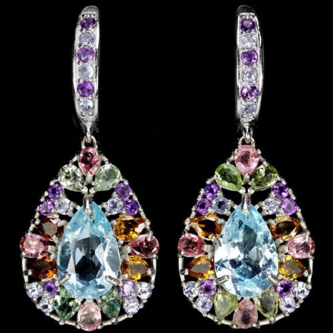 Natural AMETHYST TOURMALINE TANZANITE Earrings (1 of 1)