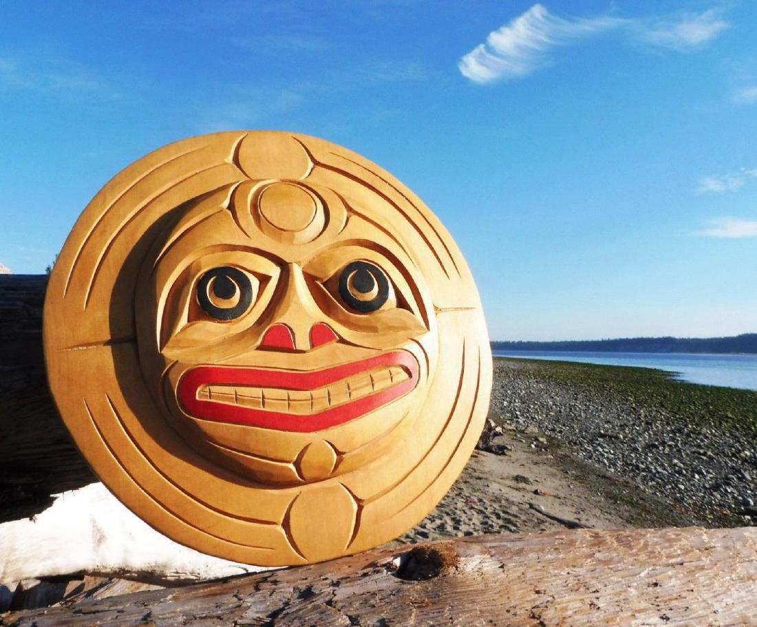 West Coast Native Hand Carved Moon Mask 12 Inch (1 of 7)
