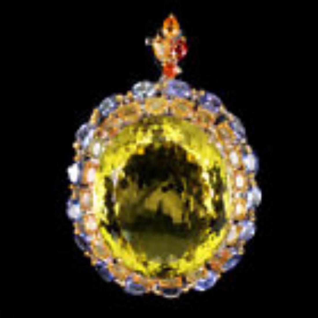 Natural  68.7ct Lemon Quartz Sapphire Tanzanite Pendant (1 of 1)