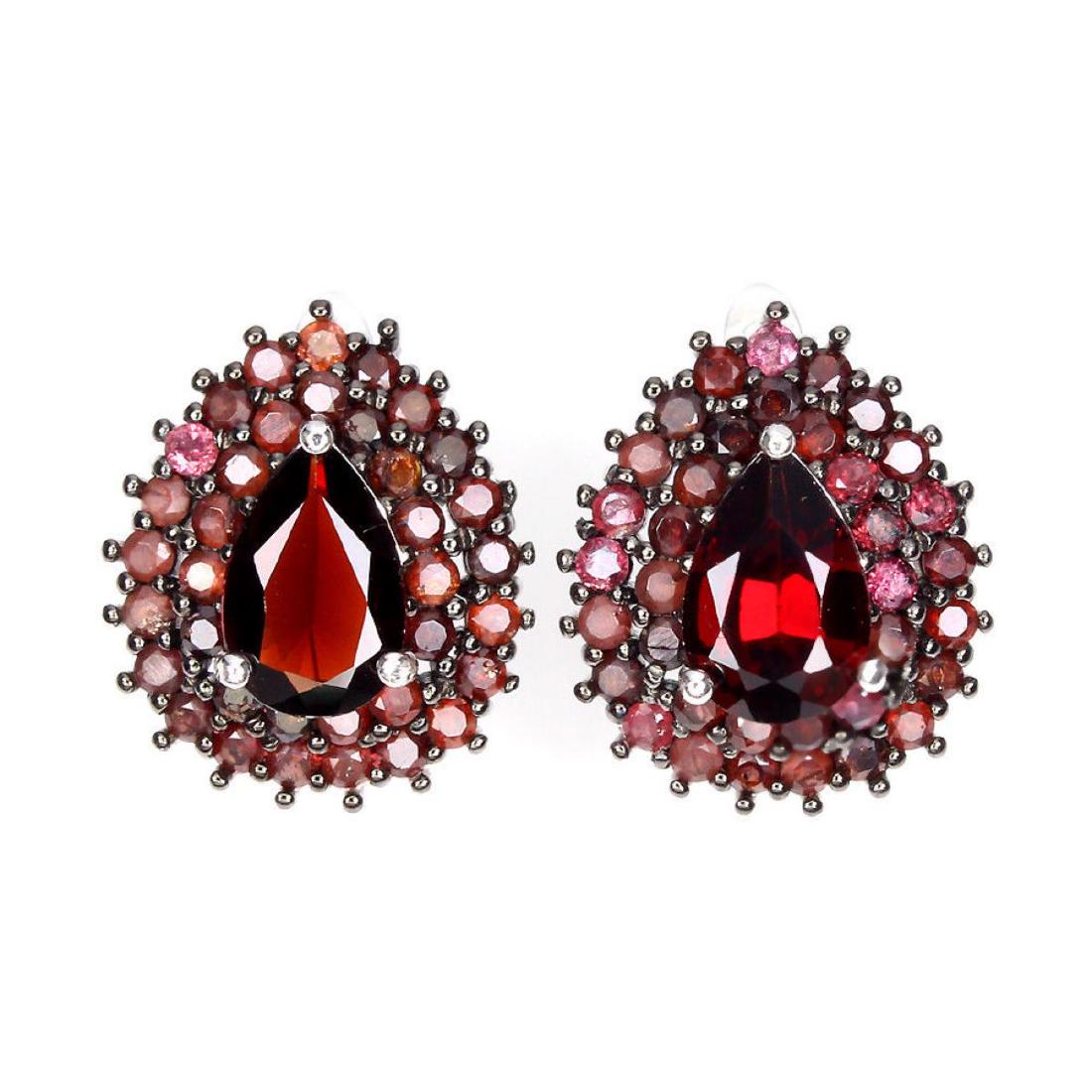 Natural Black Red Mozambique Garnet Earrings (1 of 1)