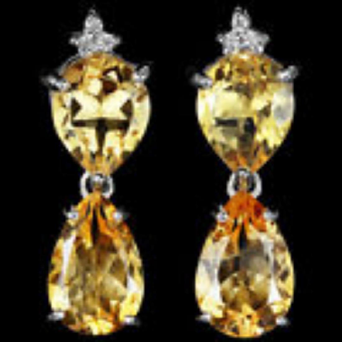 NATURAL 12X8 MM. ORANGISH YELLOW CITRINE Earrings (1 of 1)