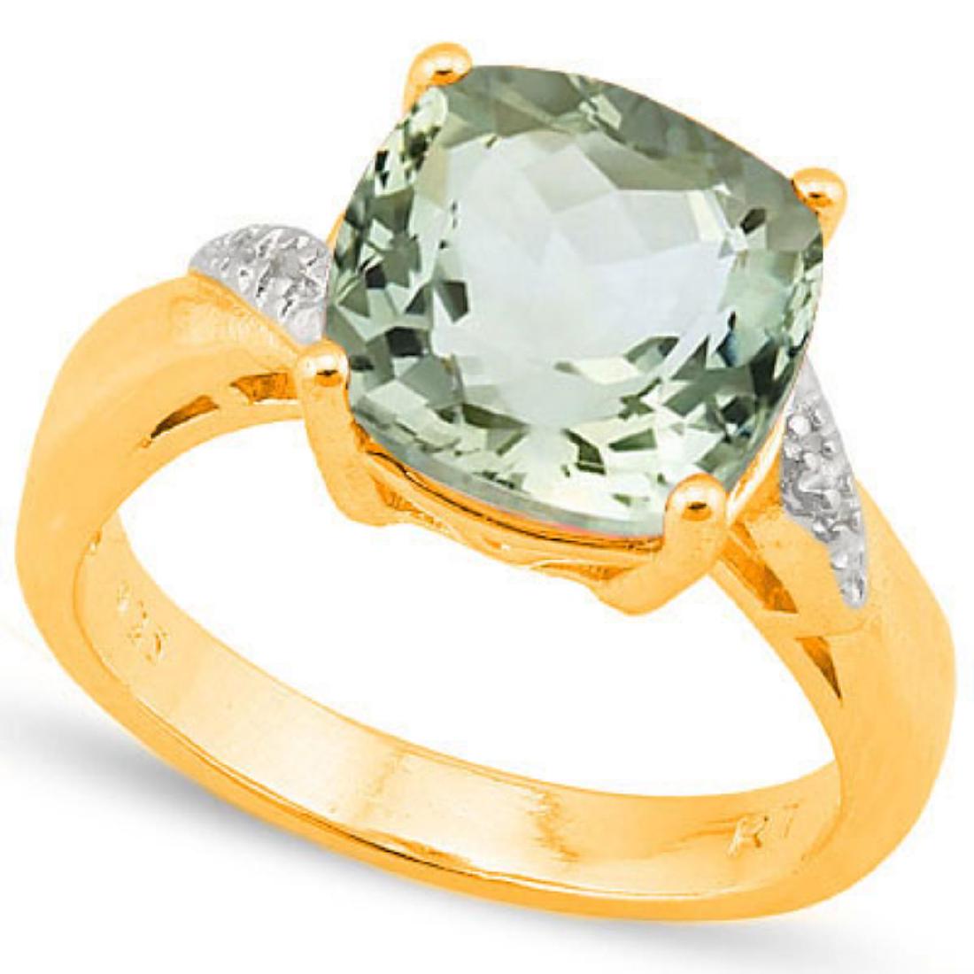 Natural Green Tea Amethyst & Diamond Ring (1 of 1)