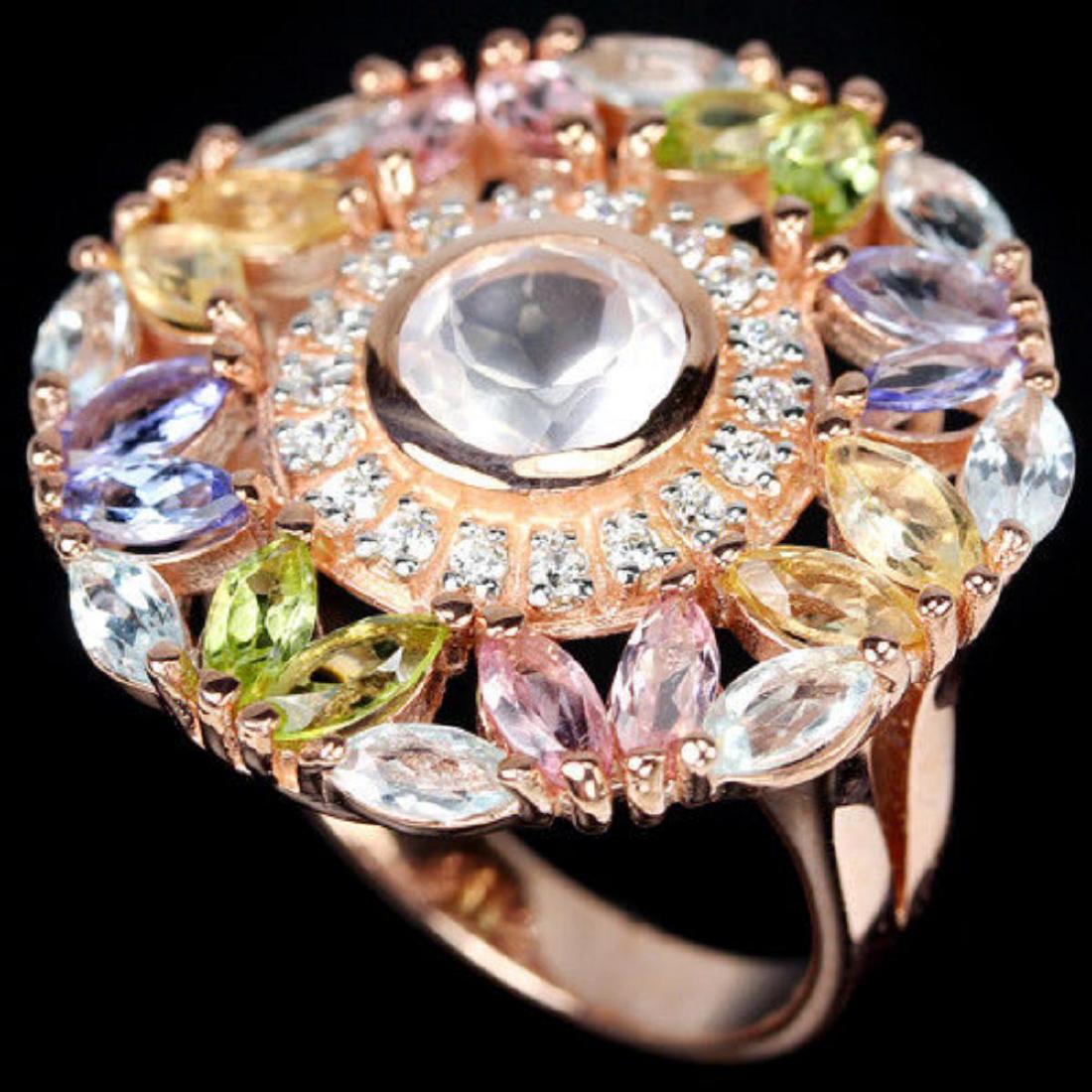 Ntural ROSE QUARTZ TOPAZ TANZANITE & TOURMALINE Ring (1 of 3)