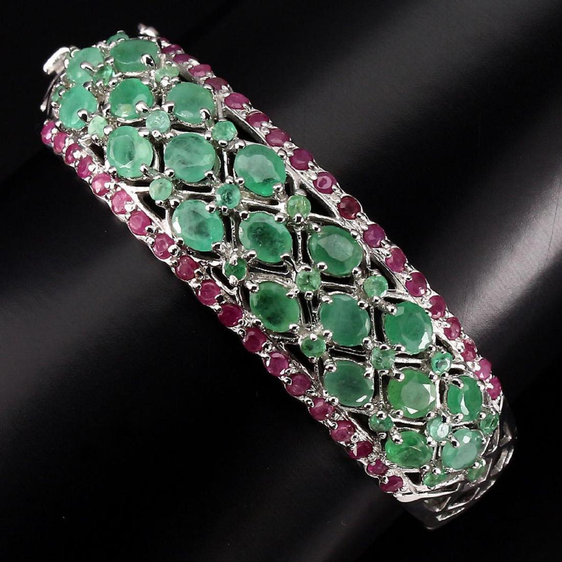 Natural Rich Green Emerald & Ruby 127.37 Ct Bangle (1 of 3)