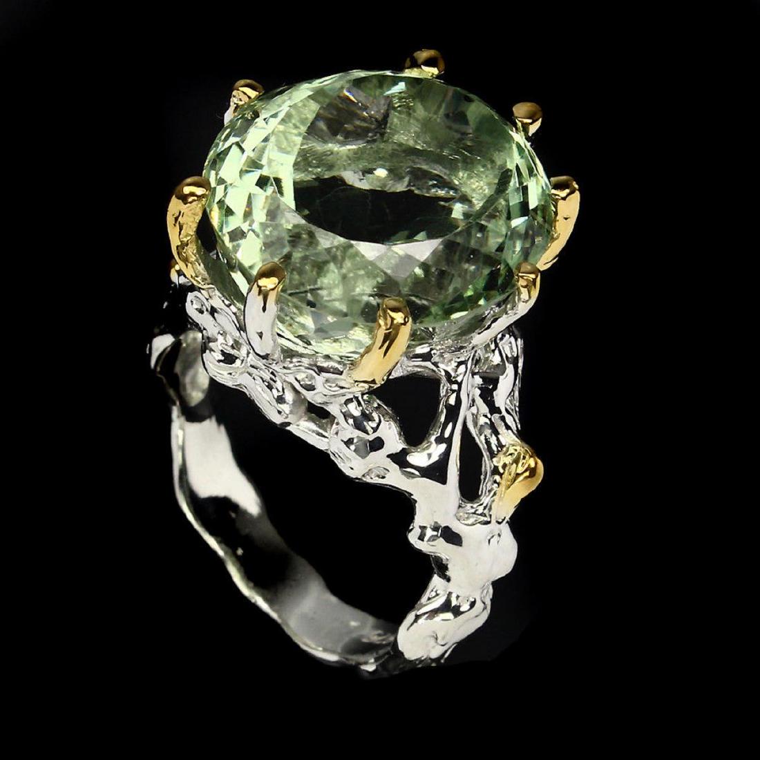 Natural Handmade Oval 18x16mm Green Amethyst Ring (1 of 3)