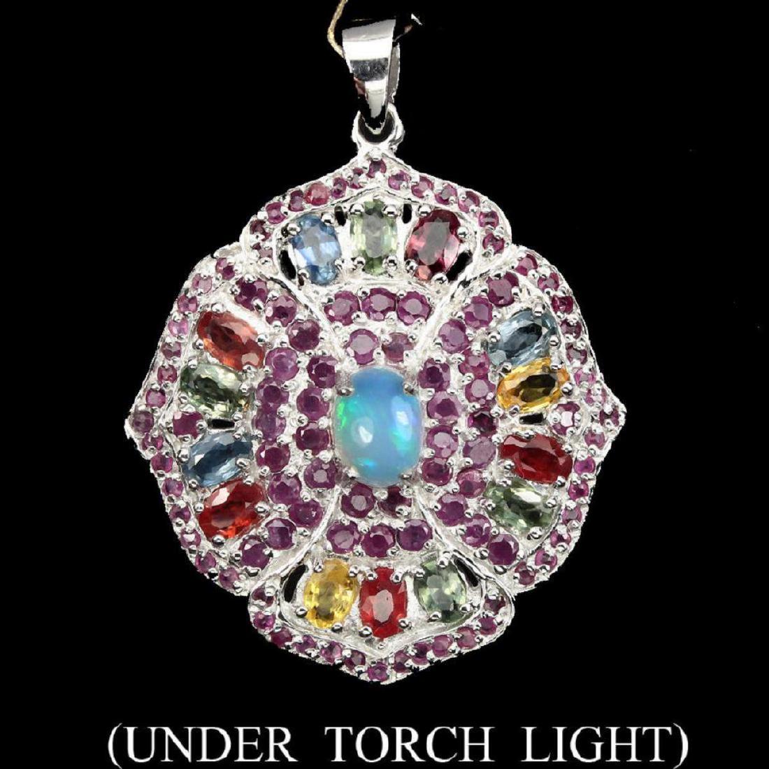 Natural White Opal Ruby Sapphire Pendant (1 of 1)