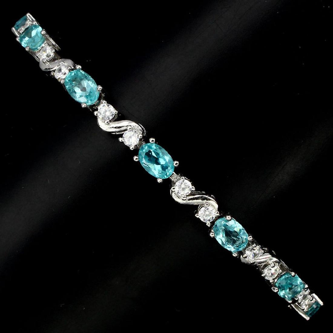 Natural Oval Neon Blue Apatite 60 Carats Bracelet (1 of 3)