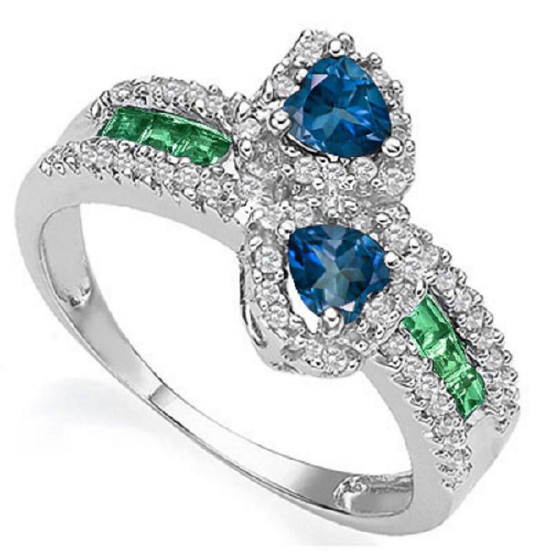 Natural Heart London Blue Topaz & Emerald Ring (1 of 1)