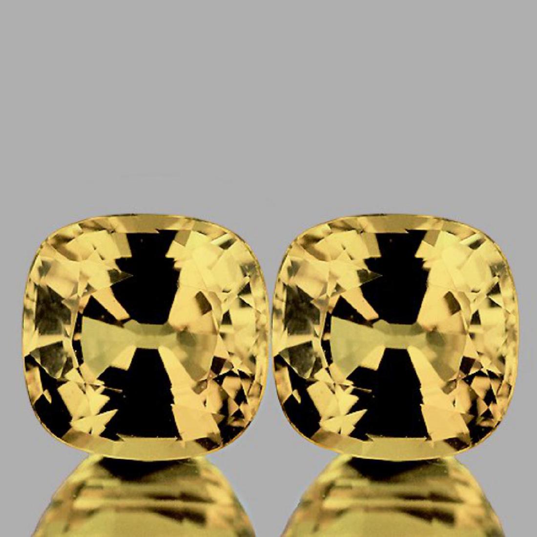 NATURAL GOLDEN ZIRCON Pair 6.00 MM [FLAWLESS]: WEIGHT : Approximately 3.20 cts;STONE NAME : Natural Zircon (Earthly Mined)SIZE ( L x W x D ) : 6 mmCOLOR : Golden AAA+ Top Color SHAPE : CushionQUANTITY : 2 piecesLUSTER : Extreme BrilliancyCLARITY :