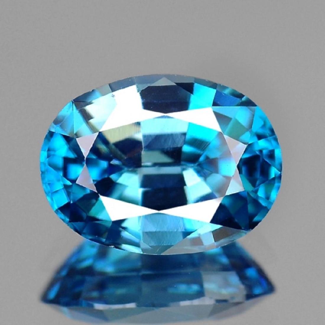 Natural Top Electric Blue Zircon 2.89 Ct - FL: Natural Blue Zircon WEIGHT : 2.89 cts SHAPE : Oval SIZE ( L x W x D ) : 8.62 x 6.28 x 4.67 mm QUANTITY : 1 pieces COLOR : Top Electric Blue CLARITY : Flawless-VVS1 AAA Grade ORIGIN : Cambodia HARDNESS