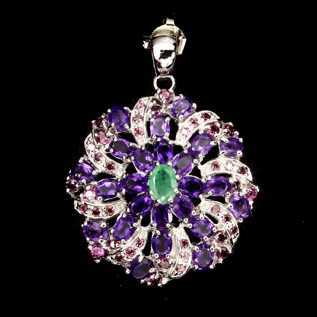 Natural Emerald Amethyst Rhodolite Garnet Pendant (1 of 1)