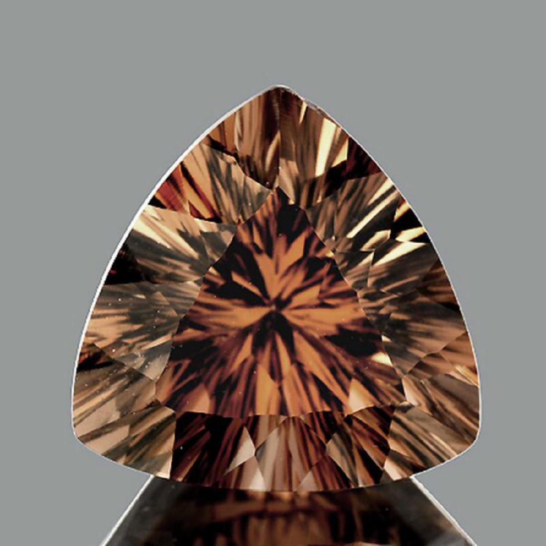 NATURAL GOLDEN BROWN SMOKY QUARTZ [FLAWLESS]: Natural Smoky QuartzSIZE ( L x W x D ) : 11.93 x 11.92 x 7.73 mmCOLOR : Golden BrownSHAPE : Trillion (Concave Cut)QUANTITY : 1 piecesLUSTER : ExcellentCLARITY : FLAWLESS-VVSHARDNESS : 7ORIGIN : Brazil