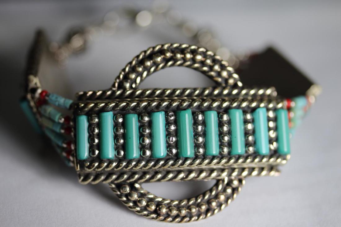 Tibet Hand Made Turquoise & Coral Bracelet (1 of 1)
