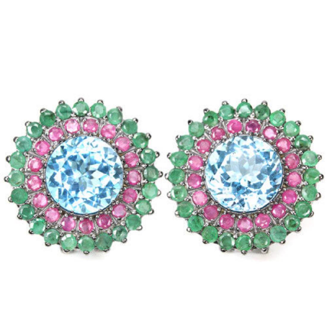 Natural MULTI COLOR TOPAZ RUBY & EMERALD Earrings (1 of 2)