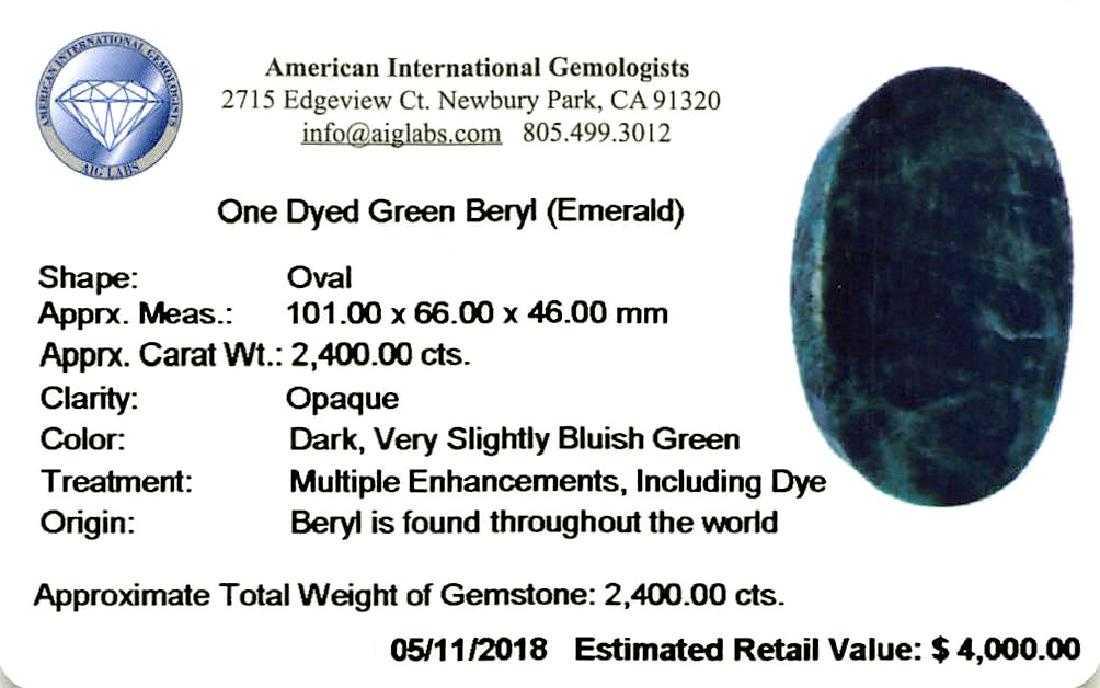 LEGENDARY 2400 CT CERTIFIED MUSEUM SIZE EMERALD. (1 of 2)