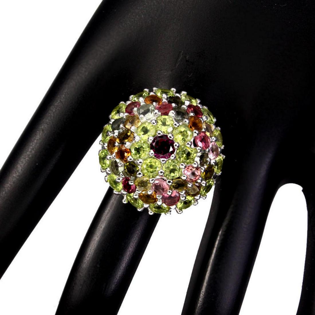 Natural Rhodolite Garnet Peridot & Tourmaline Ring (1 of 3)