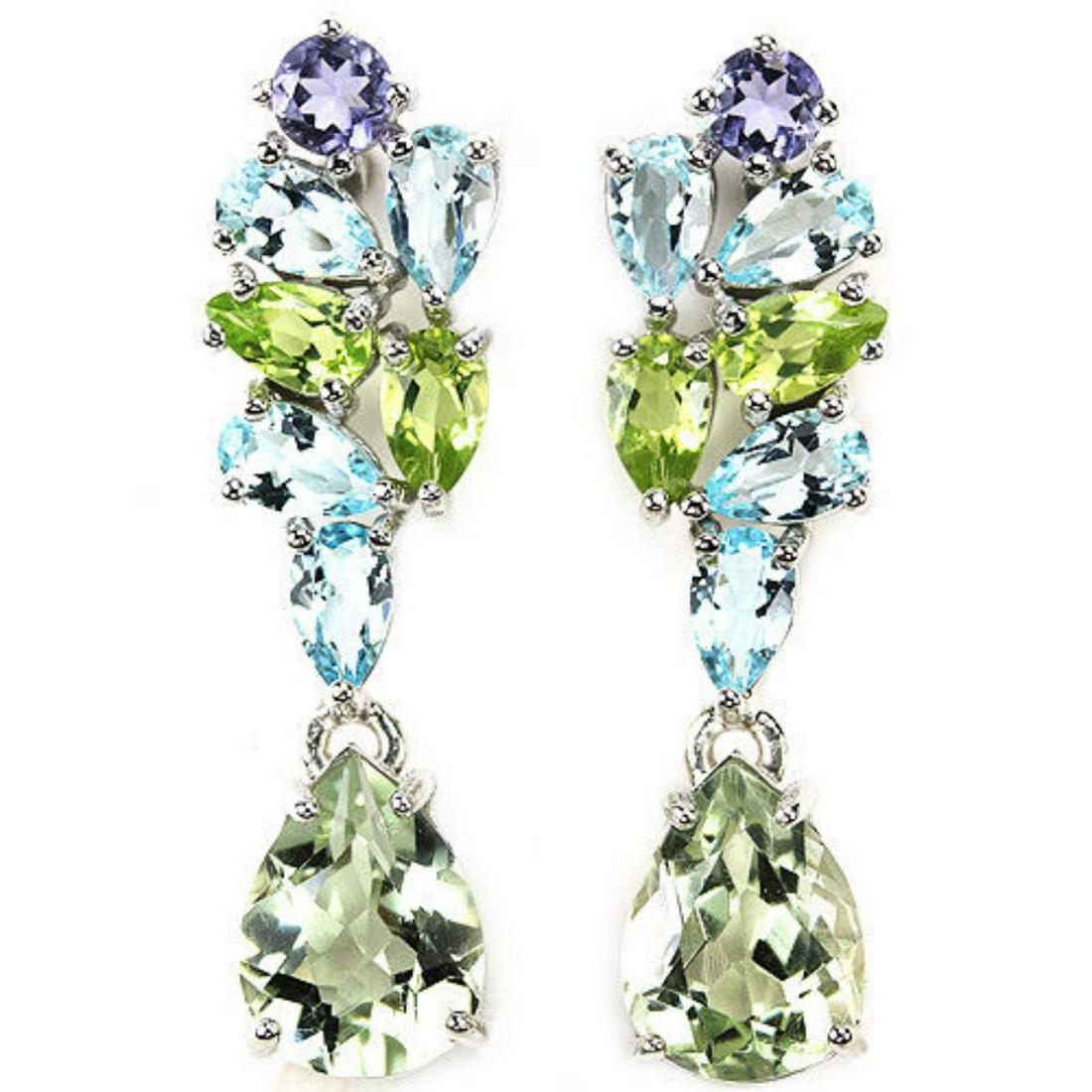 Natural AMETHYST PERIDOT TANZANITE TOPAZ earrings (1 of 1)