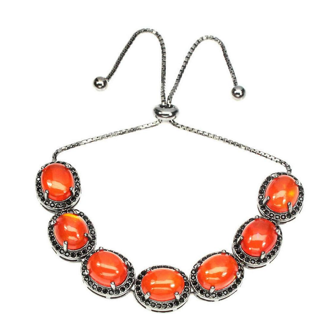 Natural Oval 10x8mm Orange Fire Opal & Spinel Bracelet (1 of 1)