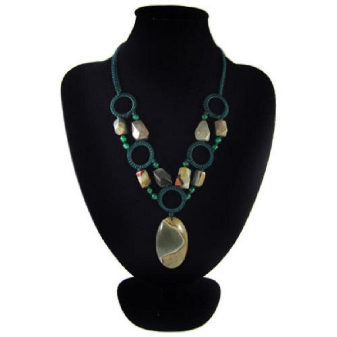 Natural Diamond Polished Stone Hand Made Necklace (1 of 1)