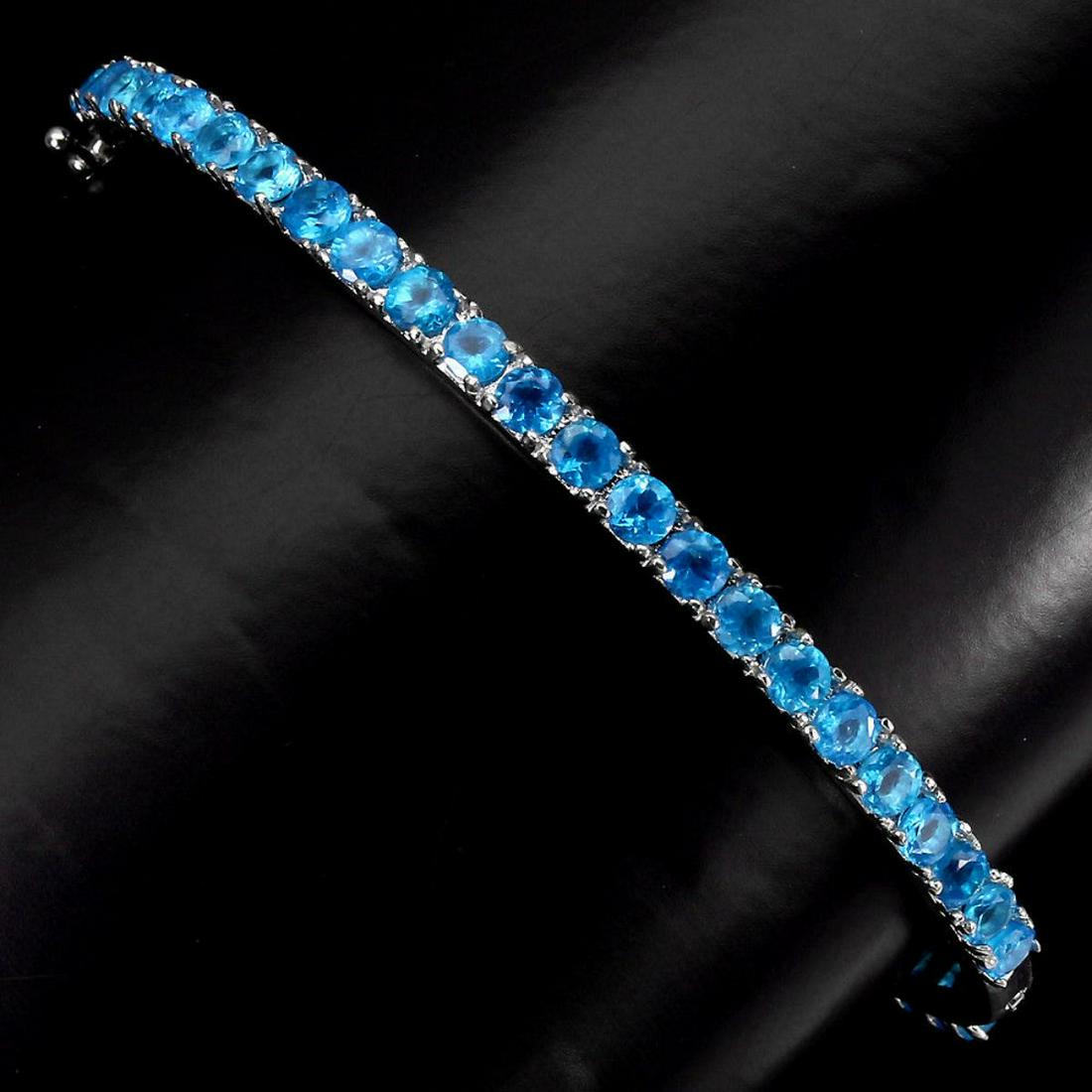 Natural Rare AAA Brazil Neon Blue Apatite Bangle (1 of 2)