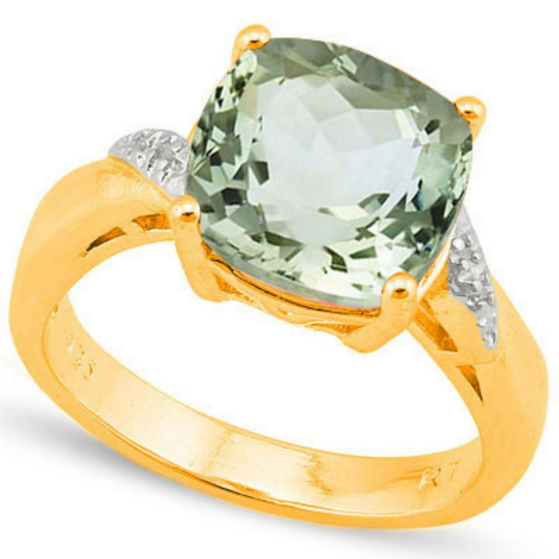 Natural Green Tea Amethyst & Diamond Ring (1 of 1)