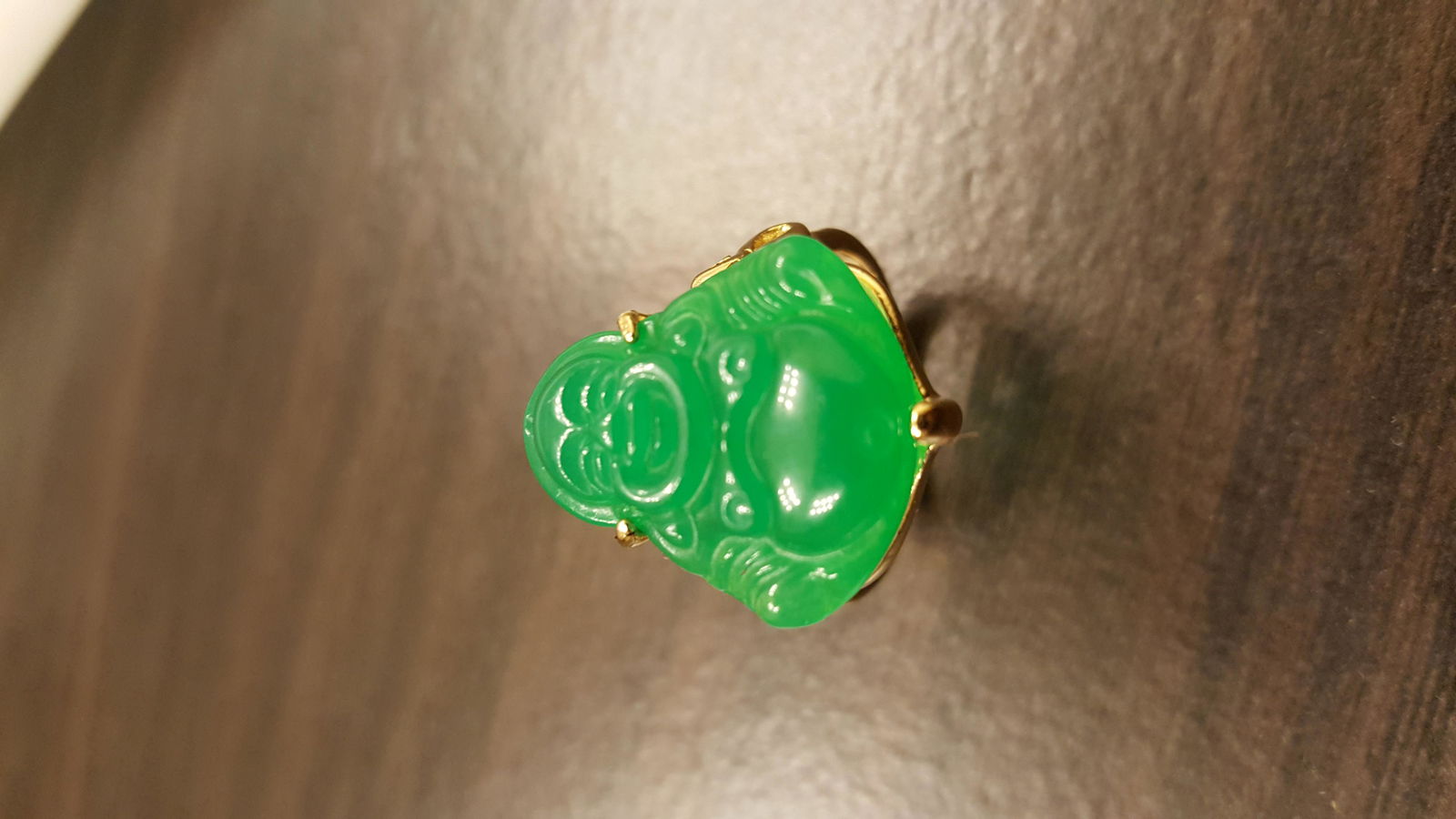 Hand Carved 12 Ct Jade Buddha Ring Mounted In 14 kt. (1 of 6)