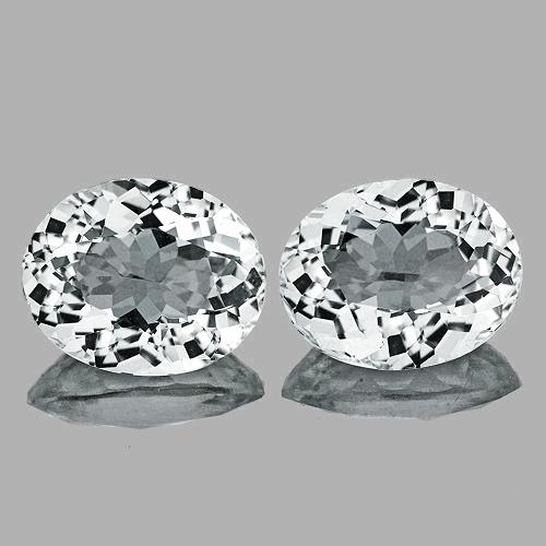 Natural Diamond White Aquamarine Pair 8x7 MM - FL: Natural Aquamarine ; SHAPE : Oval SIZE ( L x W x D ) : 8.00 x 7.00 mm; QUANTITY : 2 pieces {Perfecr Matching Pair} COLOR : Diamond White ; CLARITY : Flawless-VVS1; ORIGIN : Santa Maria de Itabira; HAR
