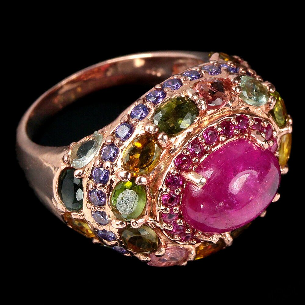 NATURAL AAA MULTI COLOR TOURMALINE RING (1 of 1)