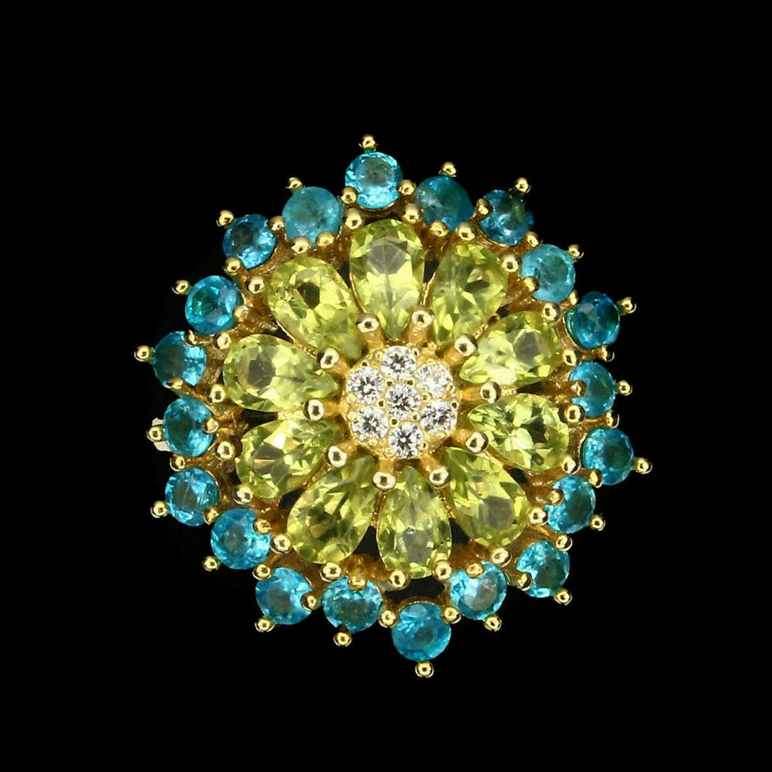 Natural Rare Brazil Apatite & Peridot Ring (1 of 3)