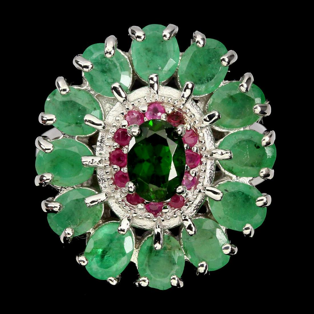 Natural Emerald Ruby & Chrome Diopside Ring (1 of 3)