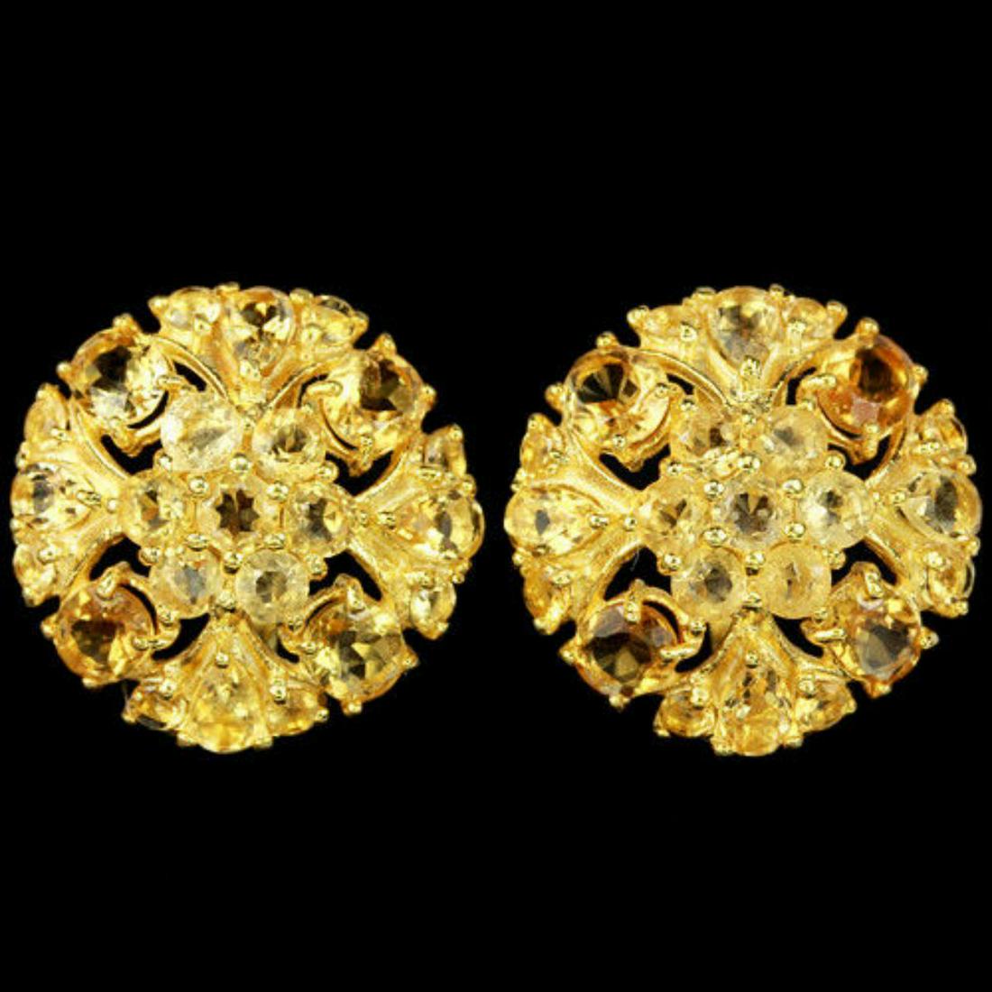 Natural  AAA ORANGISH YELLOW CITRINE Flower Earrings (1 of 3)