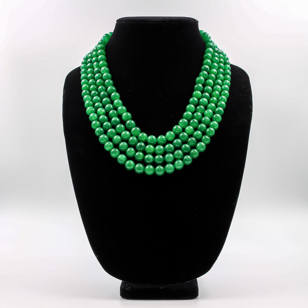 Beautiful 1195.5 Cttw Genuine Jade 4 Strand Necklace (1 of 4)
