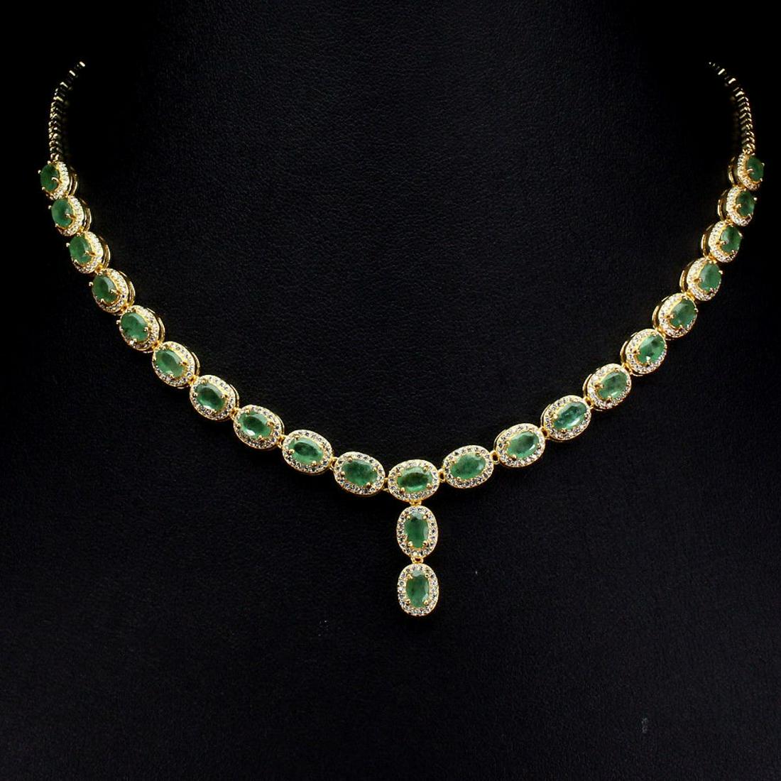 Natural Stunning Columbian Emerald Necklace (1 of 2)