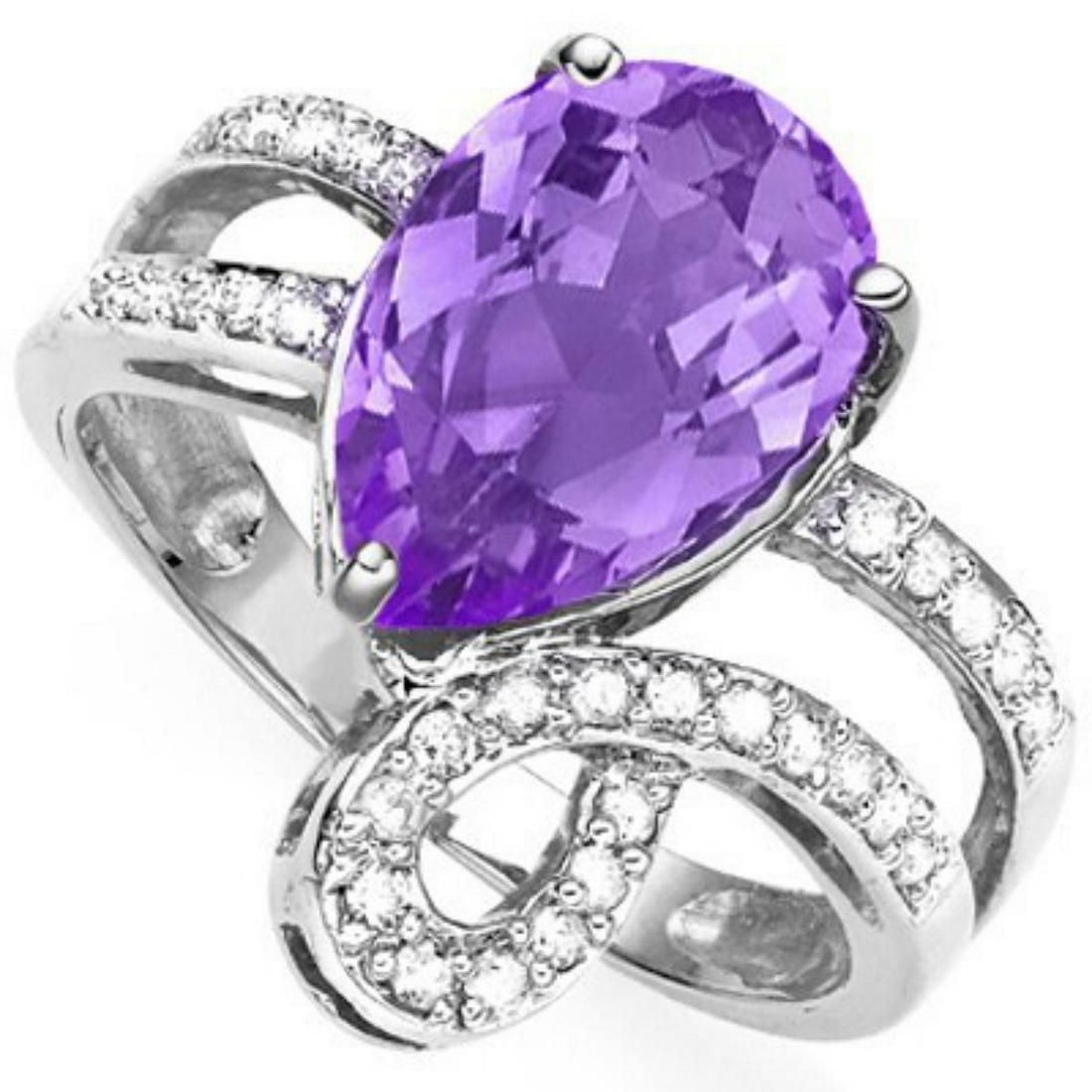 Stunning Natural Amethyst & Diamond Ring (1 of 1)
