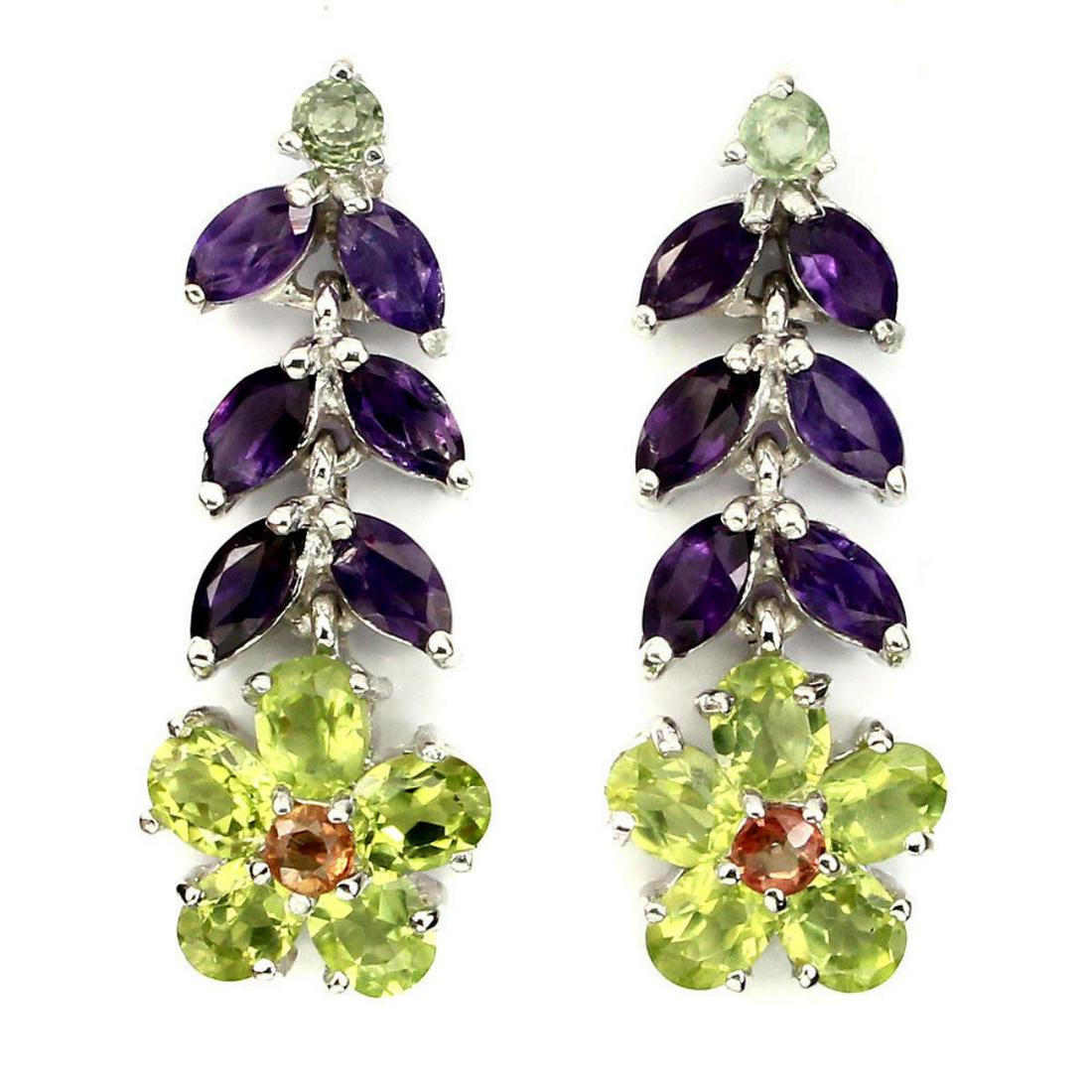 Natural Green Peridot Amethyst Sapphire Earrings (1 of 1)