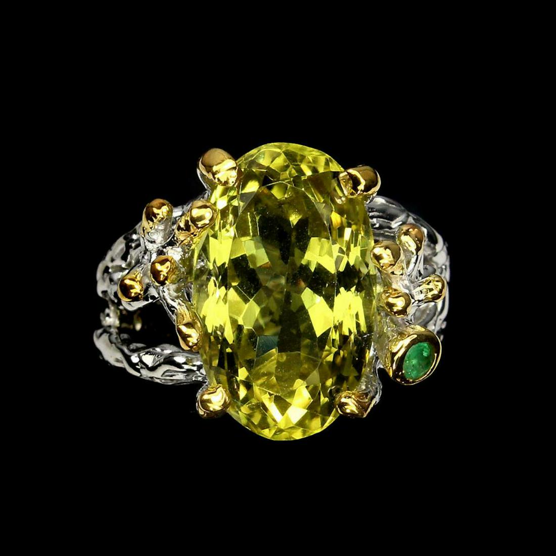 Natural Handmade 17x10mm Lemon Quartz Emerald (1 of 3)
