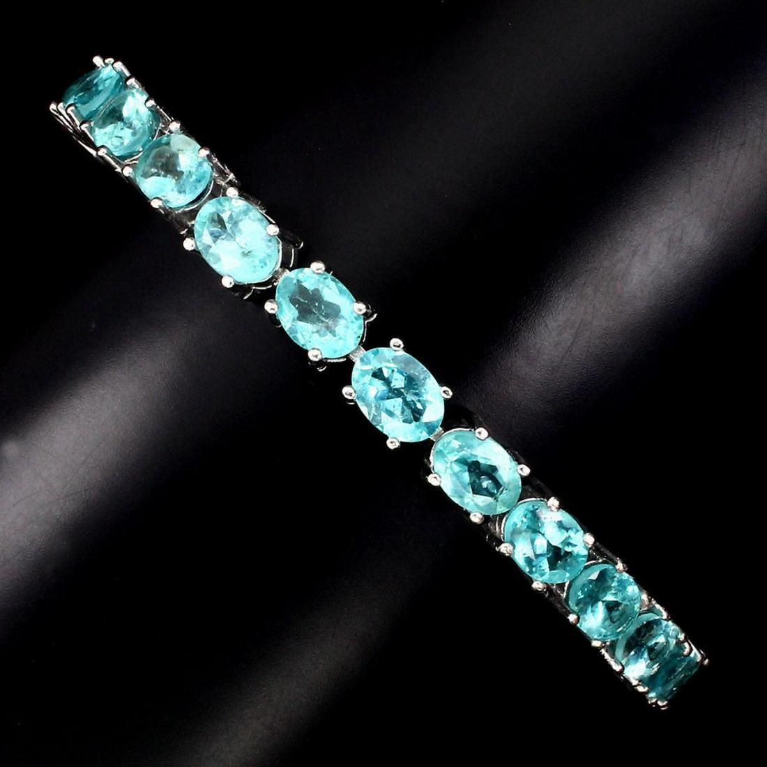 Natural  Neon Blue Apatite Bracelet (1 of 3)